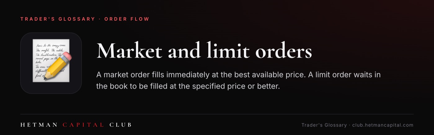 Market and limit orders